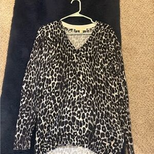 Michael Kors Black and White Animal Print Sweater leopard
